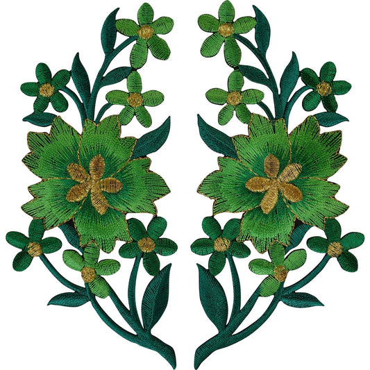 Pair of Flower Patches Iron Sew On T Shirt Bag Jeans Dress Jacket Patch Badges