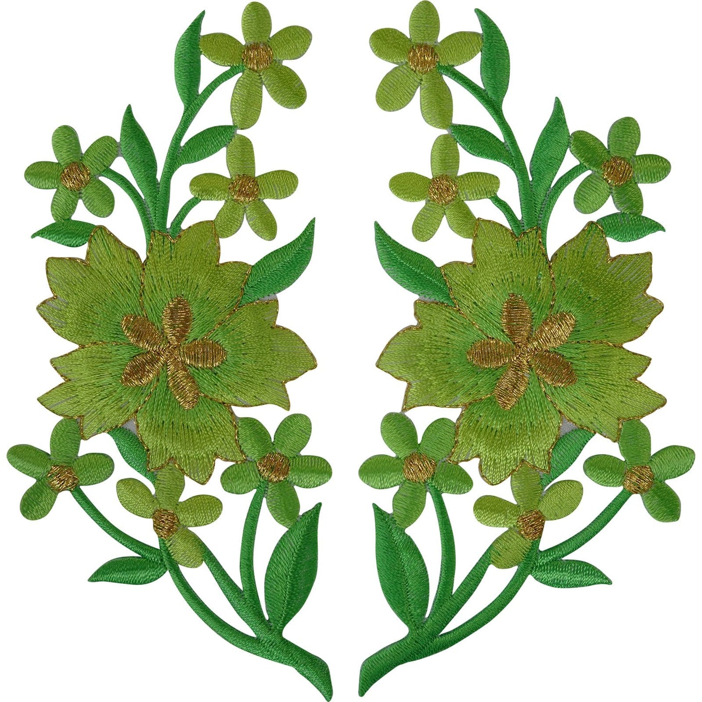 Pair of Flower Patches Iron Sew On T Shirt Bag Jeans Dress Patch Flowers Badge