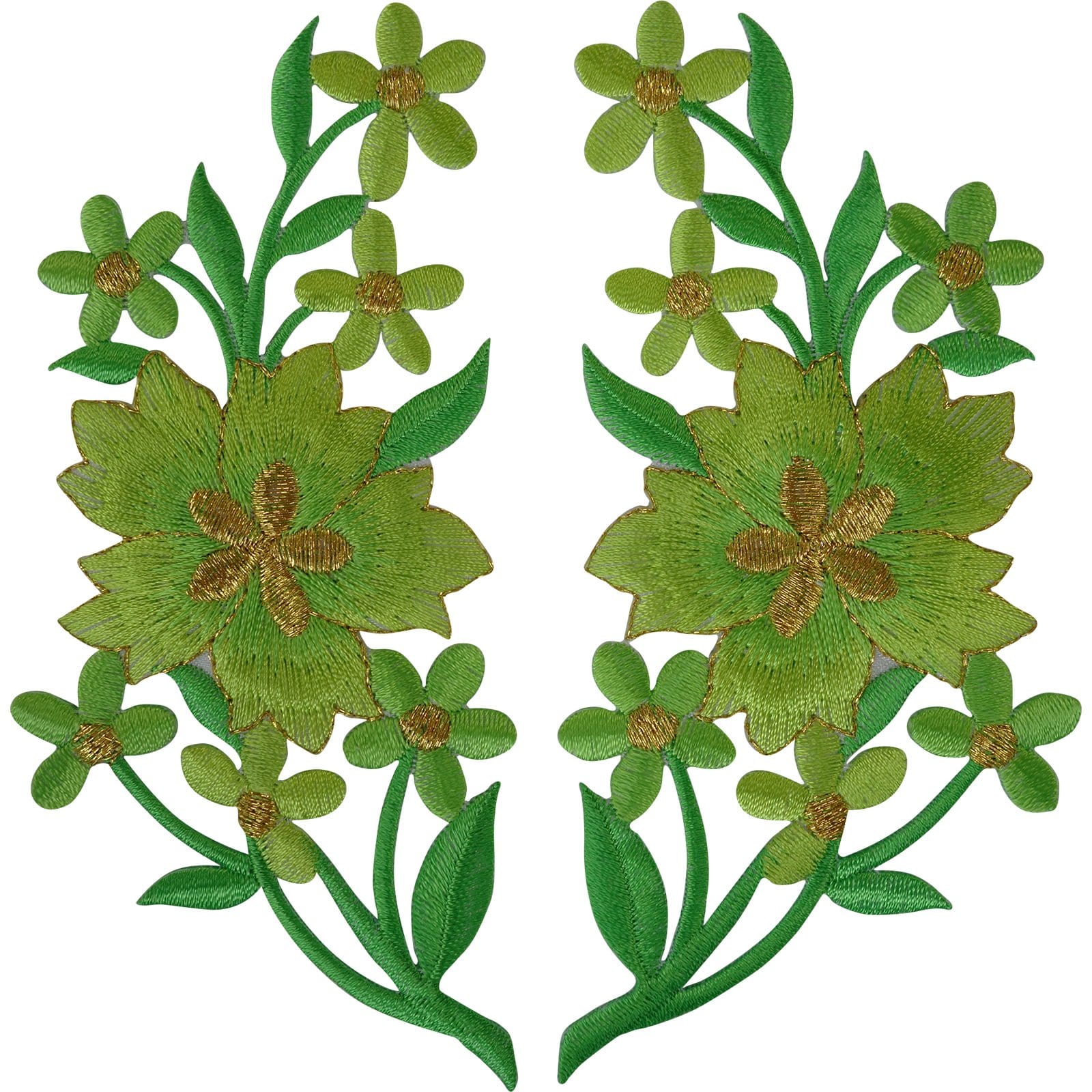 Pair of Flower Patches Iron Sew On T Shirt Bag Jeans Dress Patch Flowers Badge