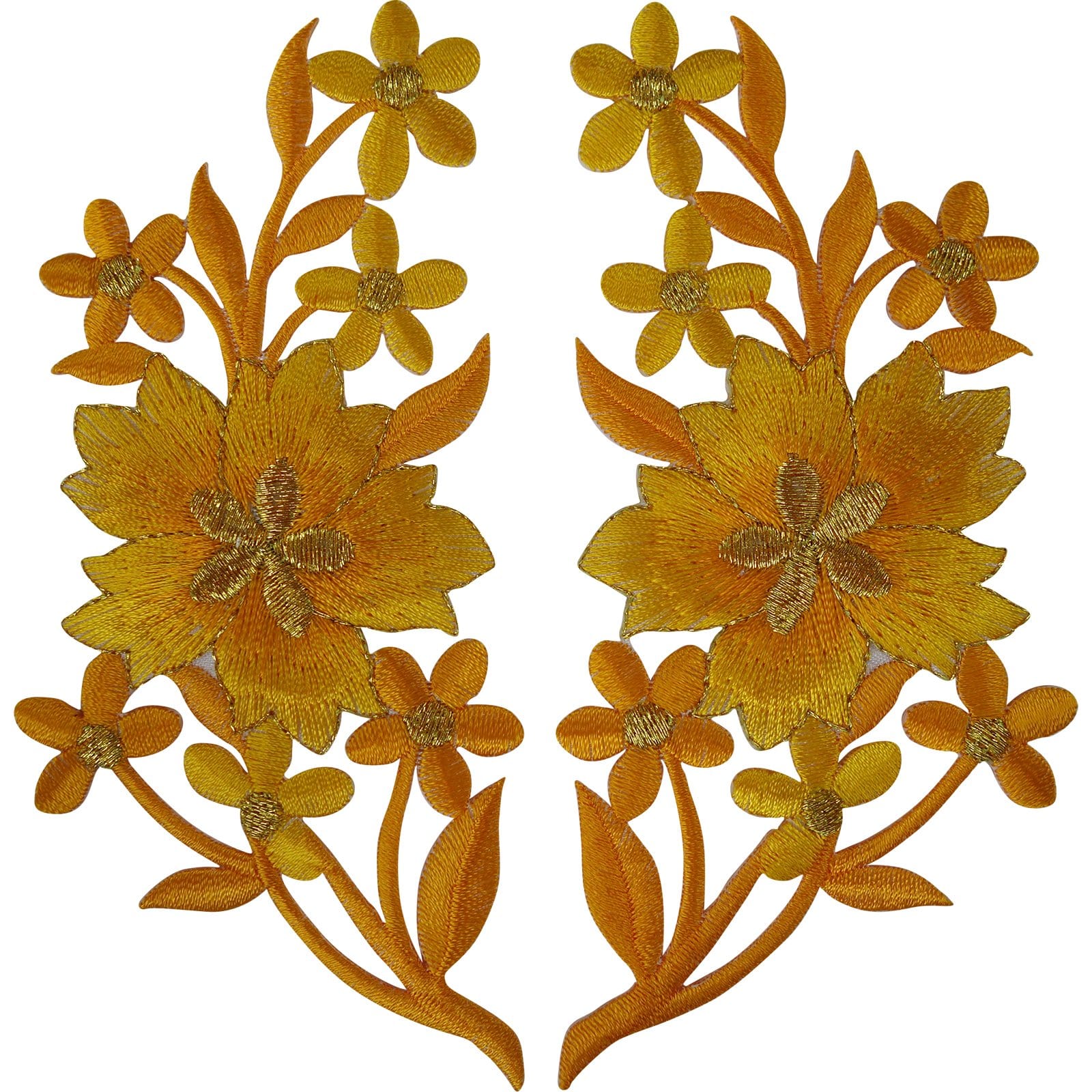 Pair of Flower Patches Iron Sew On T Shirt Denim Jeans Dress Patch Flowers Badge