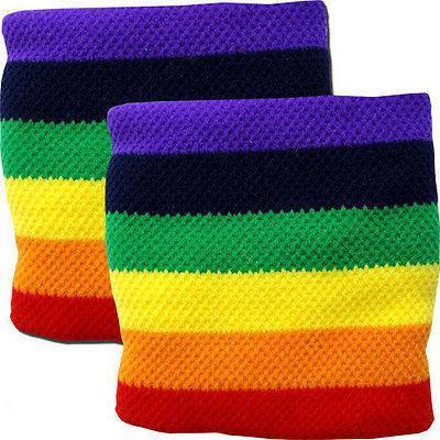 Pair of Gay Pride Rainbow Lesbian LGBT Wrist Sweatbands Wristbands Sports Hockey Pair of Gay Pride Rainbow Lesbian LGBT Wrist Sweatbands Wristbands Sports Hockey