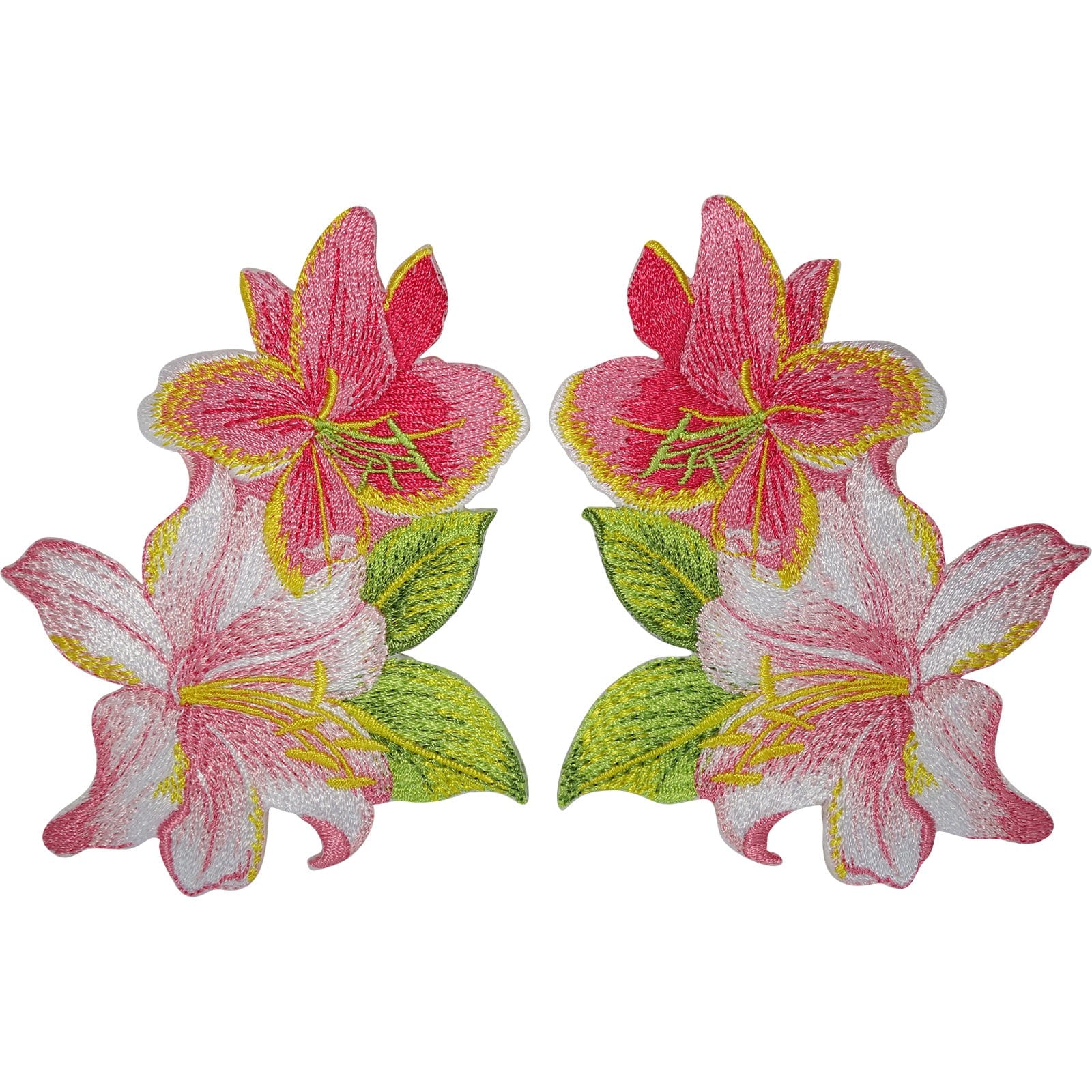 Pair of Iron On Flower Patches Flowers Sew On Patch Clothes Jeans Dress Badges