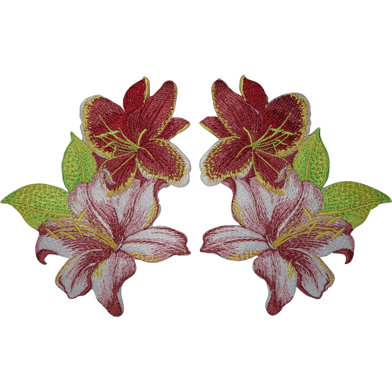 Pair of Iron On Flower Patches Sew On Patch Clothing Jeans Dress Flowers Badges