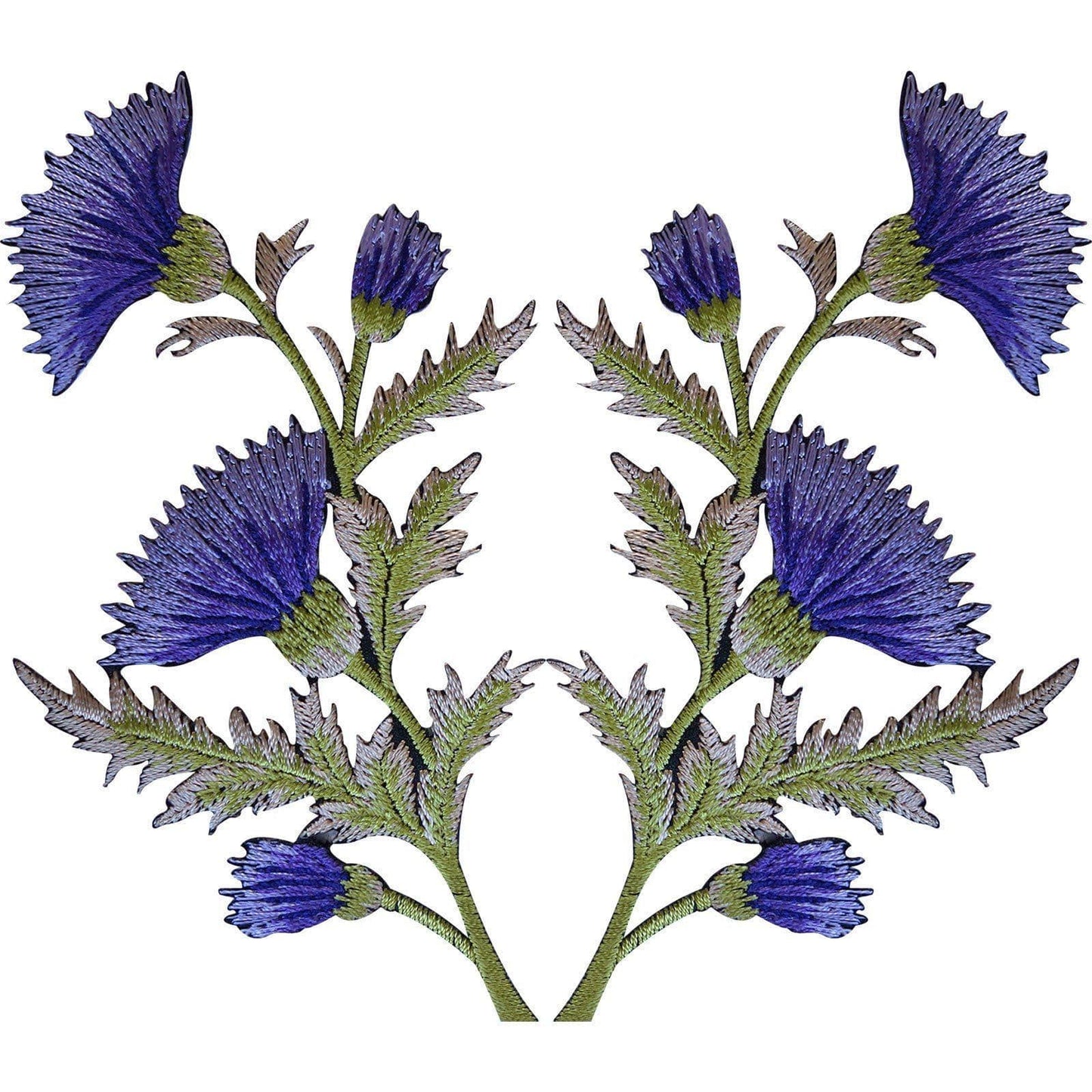 Pair of Purple Lavender Thistle Flower Patches Iron Sew On Flowers Patch Badge