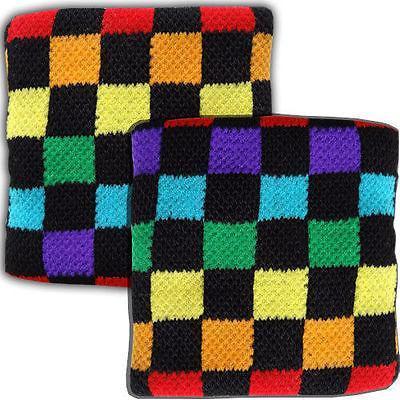 Pair of Rainbow Wrist Sweatbands Wristbands Gymnastics Workout Fitness Exercise