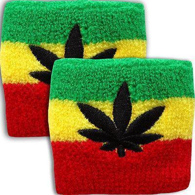 Pair of Wrist Sweatbands Wristbands Exercise Fitness Rasta Reggae Cannabis Leaf Pair of Wrist Sweatbands Wristbands Exercise Fitness Rasta Reggae Cannabis Leaf