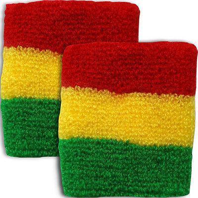 Pair of Wrist Sweatbands Wristbands Exercise Sport Bob Marley Rasta Reggae Music