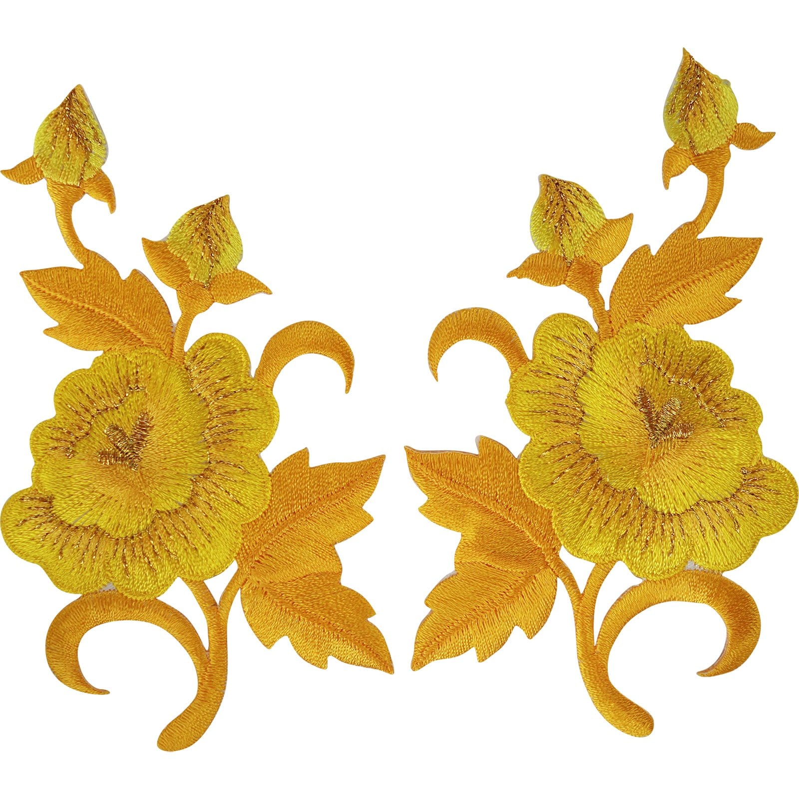 Pair of Yellow Flower Patches Iron Sew On Jeans Embroidered Patch Badge Flowers