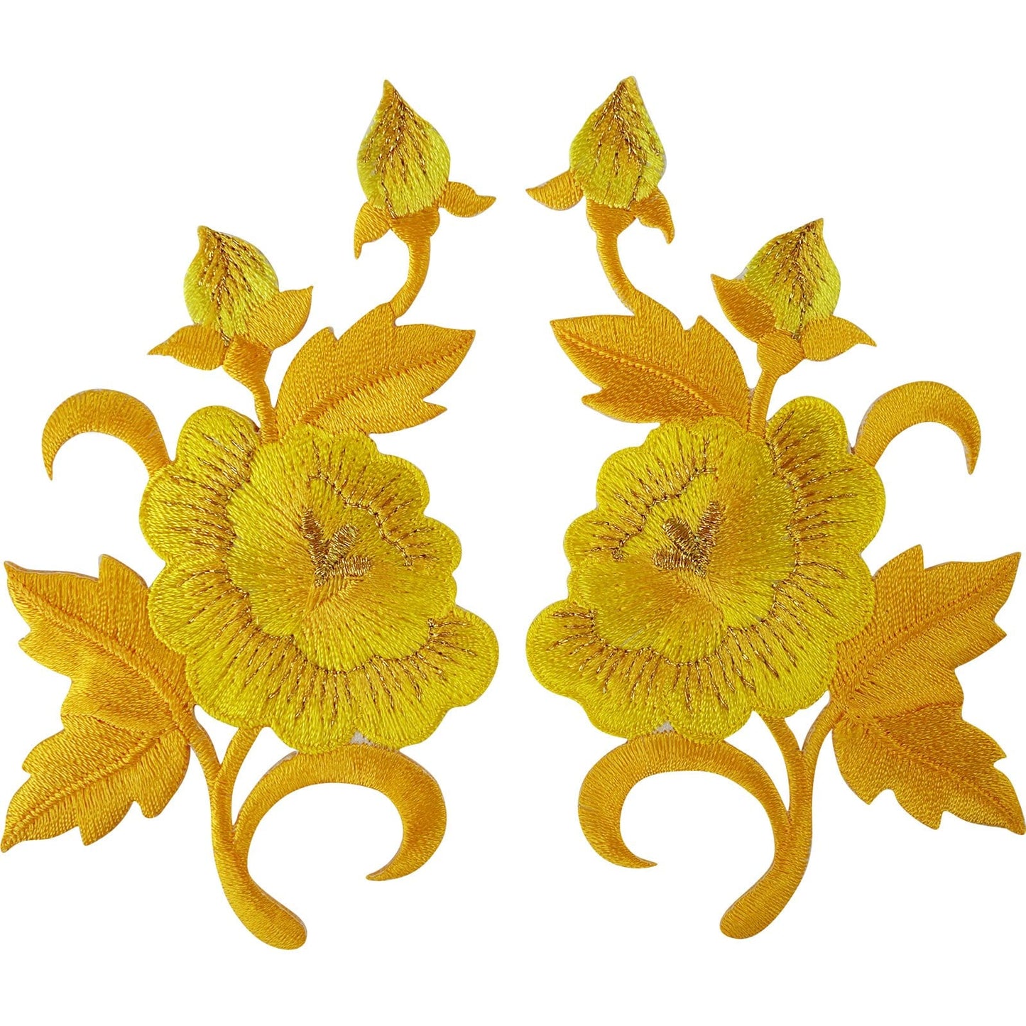 Pair of Yellow Flower Patches Iron Sew On Jeans Embroidered Patch Badge Flowers