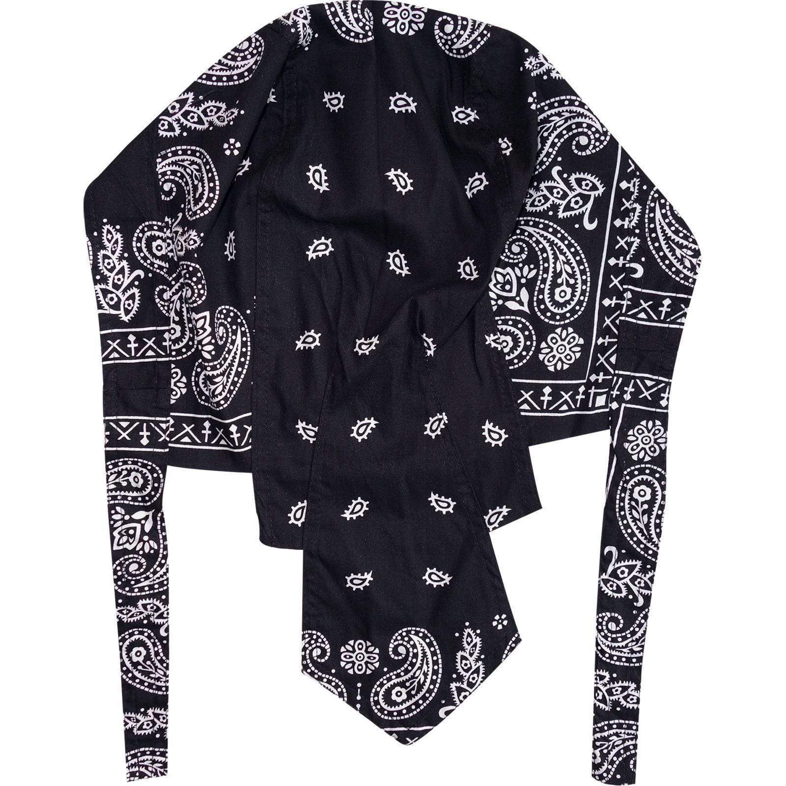 Paisley Leaf Black Bandana Biker Durag Walking Chef Kitchen Gym Zandana Hat Cap