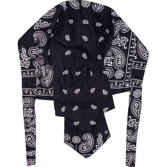 Paisley Leaf Black Bandana Biker Durag Walking Chef Kitchen Gym Zandana Hat Cap
