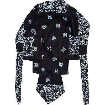 Paisley Leaf Black Blue Bandana Biker Durag Head Hair Hat Cap Du Do Ra
