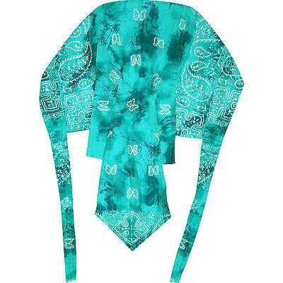 Paisley Leaf Turquoise Bandana Biker Durag Gypsy Summer Beach Sun Travel Hat Cap