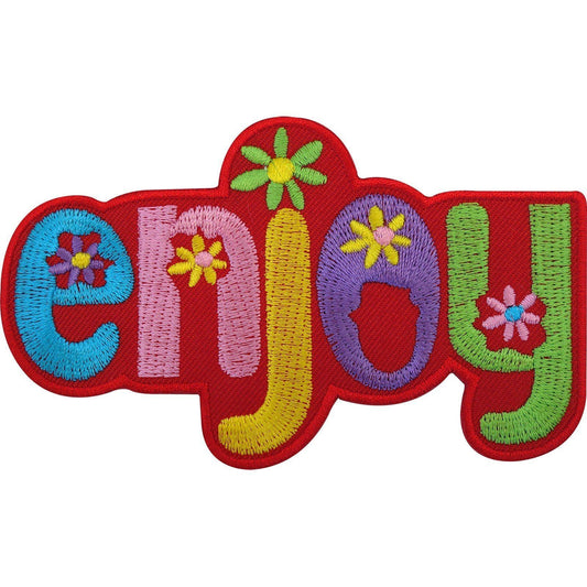 Patch for Clothes Iron / Sew On Embroidery Badge Embroidered Flower Floral Enjoy