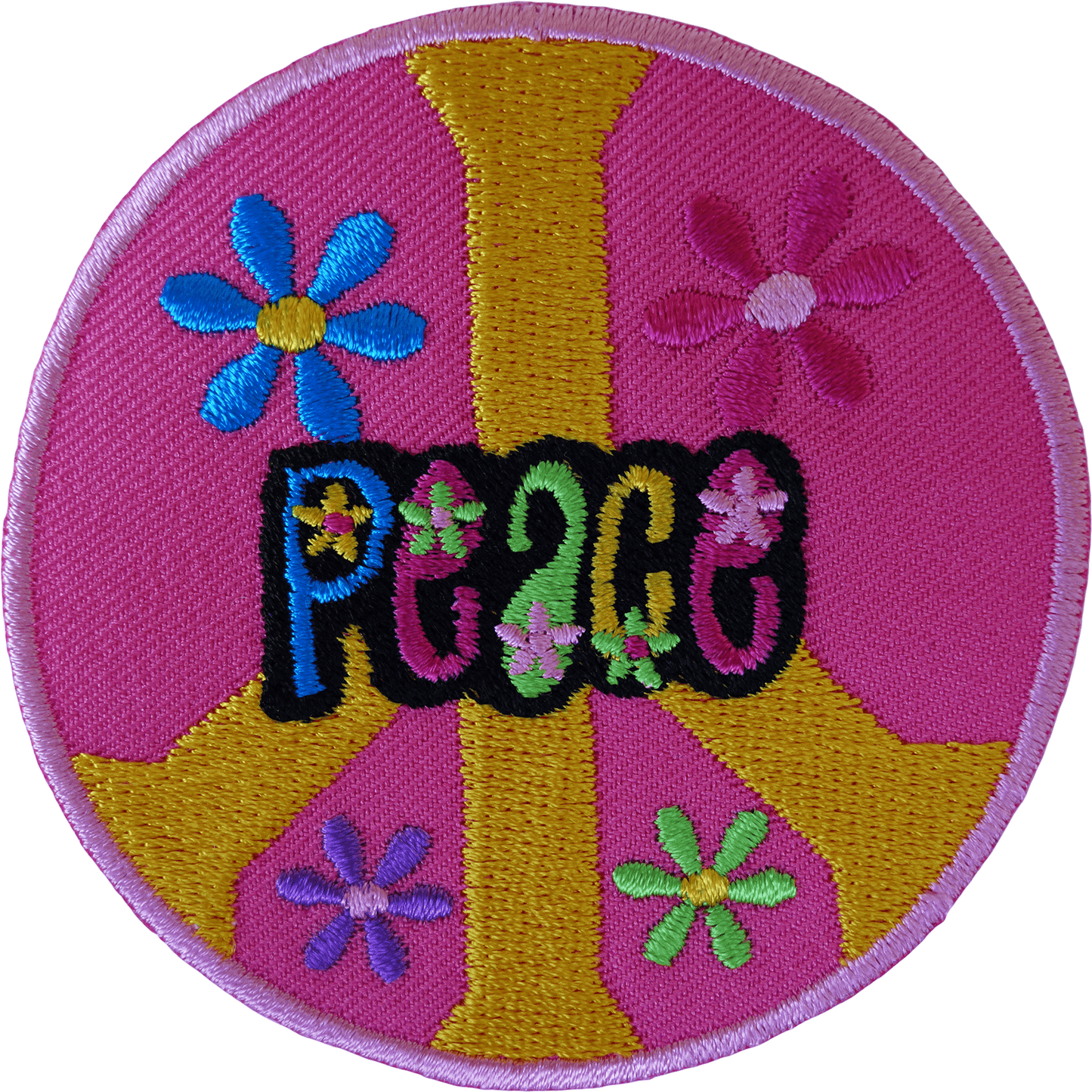 Peace Sign Patch Iron Sew On Cloth Floral Flower Hippie Symbol Embroidered Badge