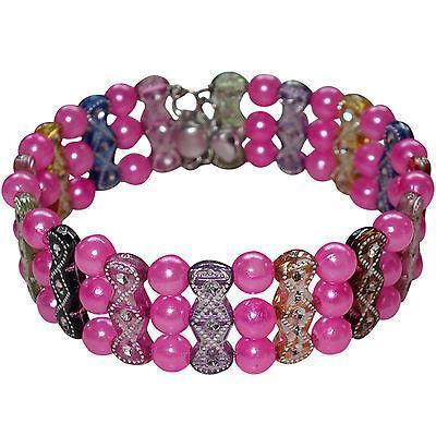 Pink Beaded Bracelet Bead Wristband Bangle Womens Ladies Girls Costume Jewellery Pink Beaded Bracelet Bead Wristband Bangle Womens Ladies Girls Costume Jewellery