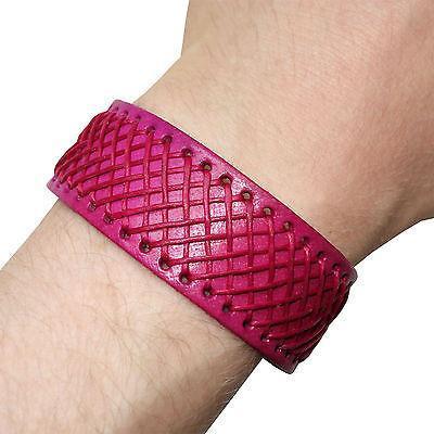Pink Leather Cuff Bracelet Wristband Bangle Womens Ladies Girls Kids Childrens