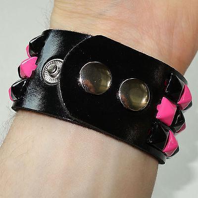 Pink Pyramid Stud Bracelet Wristband Bangle Womens Ladies Girls Studs Jewellery