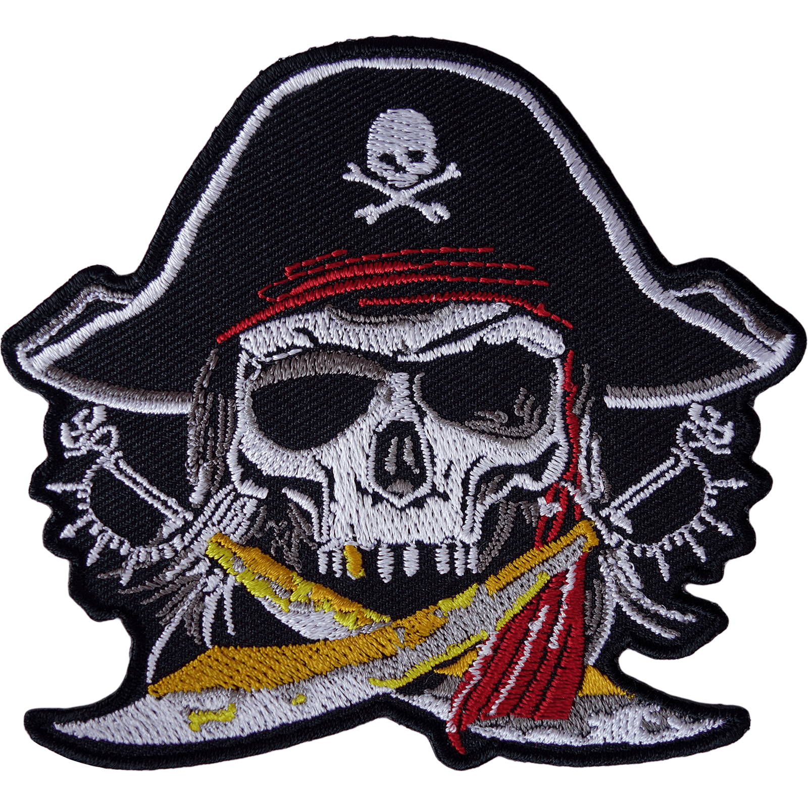 Pirate Iron On Patch Sew Fancy Dress Costume Skull Cutlass Hat Embroidered Badge