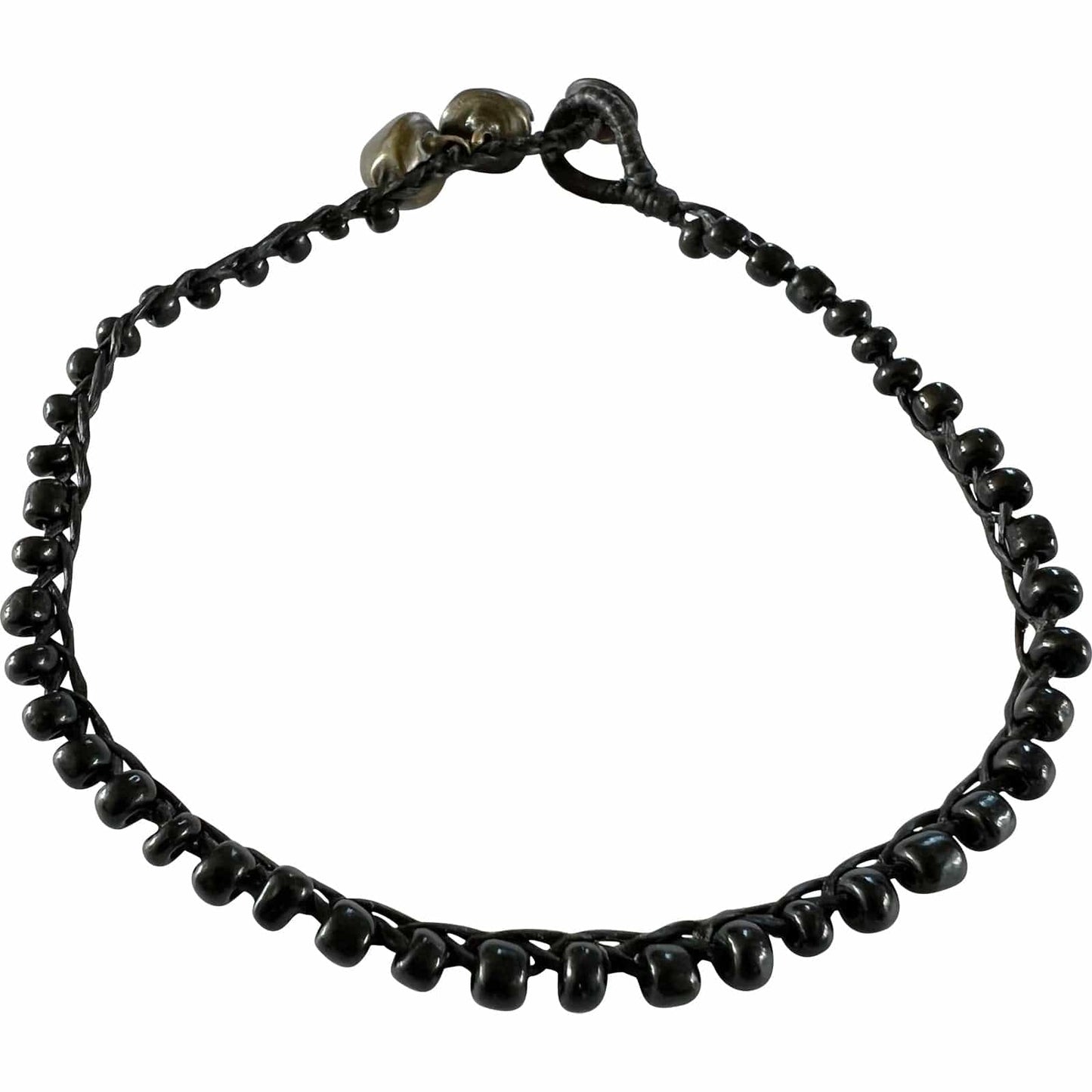 Plain Black Beaded Anklet Foot Chain Ankle Bracelet Womens Mens Girls Jewellery