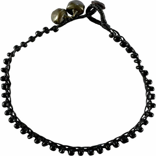 Plain Black Beaded Anklet Foot Chain Ankle Bracelet Womens Mens Girls Jewellery