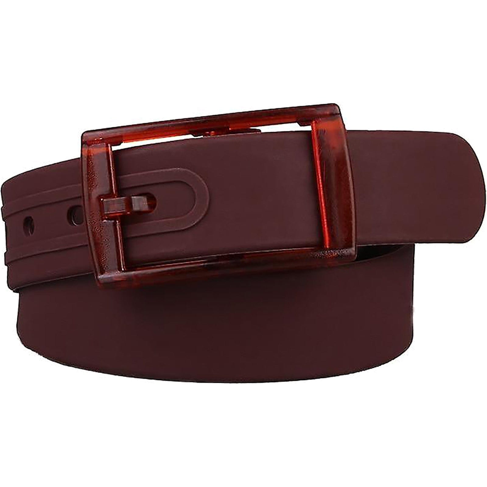 Plain Brown Silicone Rubber Belt Mens Womens Ladies Metal Detector Free Travel