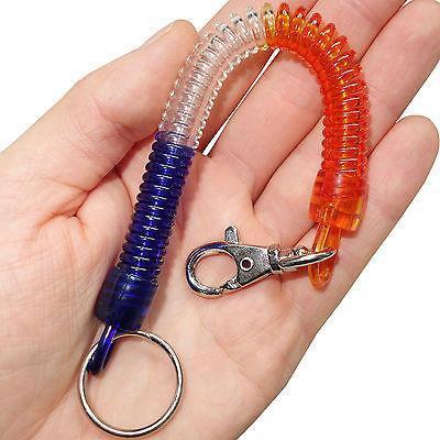 Plastic Spring Coil Spiral Expanding Keychain Key Holder Ring Chain Fob Keyring
