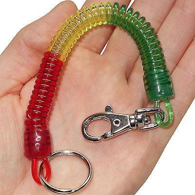 Plastic Spring Coil Spiral Stretchy Retractable Keychain Key Ring Chain Keyring