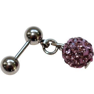 Purple Crystal Ball Ear Stud Earring Barbell Cartilage Tragus Lobe Body Piercing