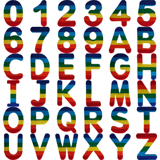 Rainbow Letter Number Iron Sew On Patches Badges Name A-Z Letters Numbers Patch