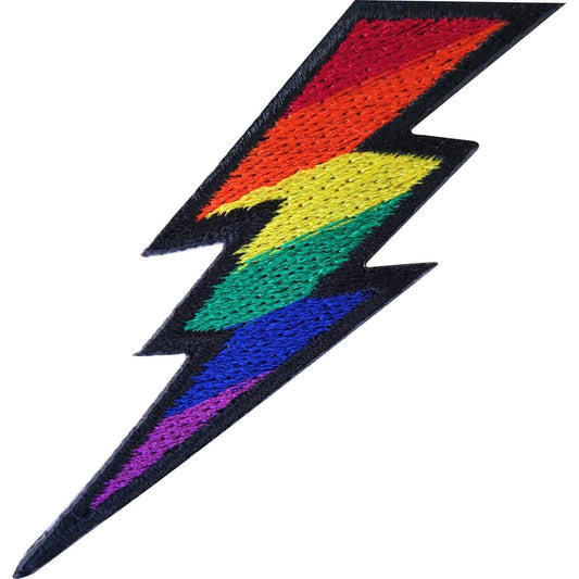 Rainbow Lightning Iron On Patch Sew On Embroidered Badge Lesbian LGBT Gay Pride