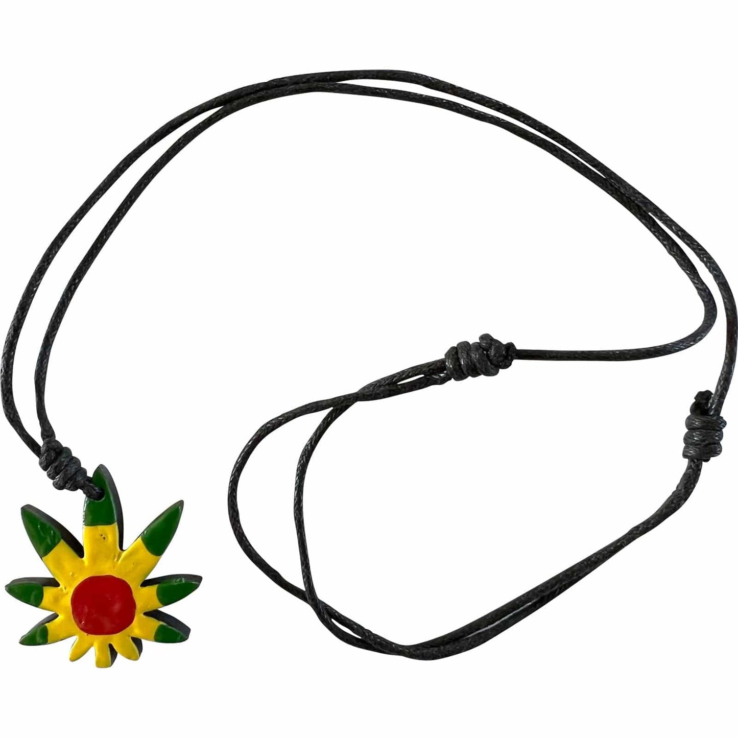 Rasta Marijuana Cannabis Leaf Pendant Necklace Cord Chain Mens Womens Jewellery