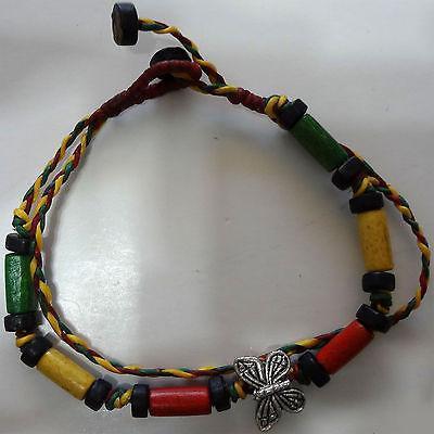 Rasta Silver Colour Butterfly Best Friend Braided Bracelet Womens Girl Jewellery