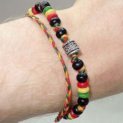 Rasta Wood Silver Bead Hemp Wristband Cuff Friendship Charm Bracelet Cool Bangle Rasta Wood Silver Bead Hemp Wristband Cuff Friendship Charm Bracelet Cool Bangle
