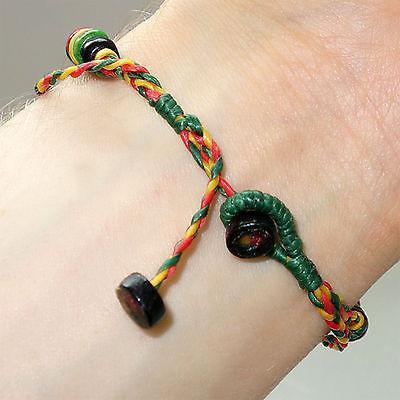 Rasta Wood Silver Bead Hemp Wristband Cuff Friendship Charm Bracelet Cool Bangle Rasta Wood Silver Bead Hemp Wristband Cuff Friendship Charm Bracelet Cool Bangle