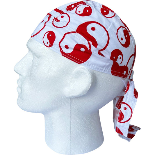 Red White Yin Yang Bandana Zandana Hairband Headband Headscarf Durag Sun Hat Cap
