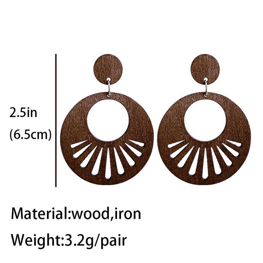 Round Wood Stud Earrings