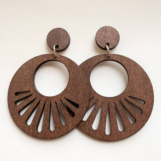 Round Wood Stud Earrings