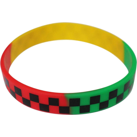 Rubber Rasta Wristband Silicone Bracelet Bangle Mens Womens Reggae Music Jewelry