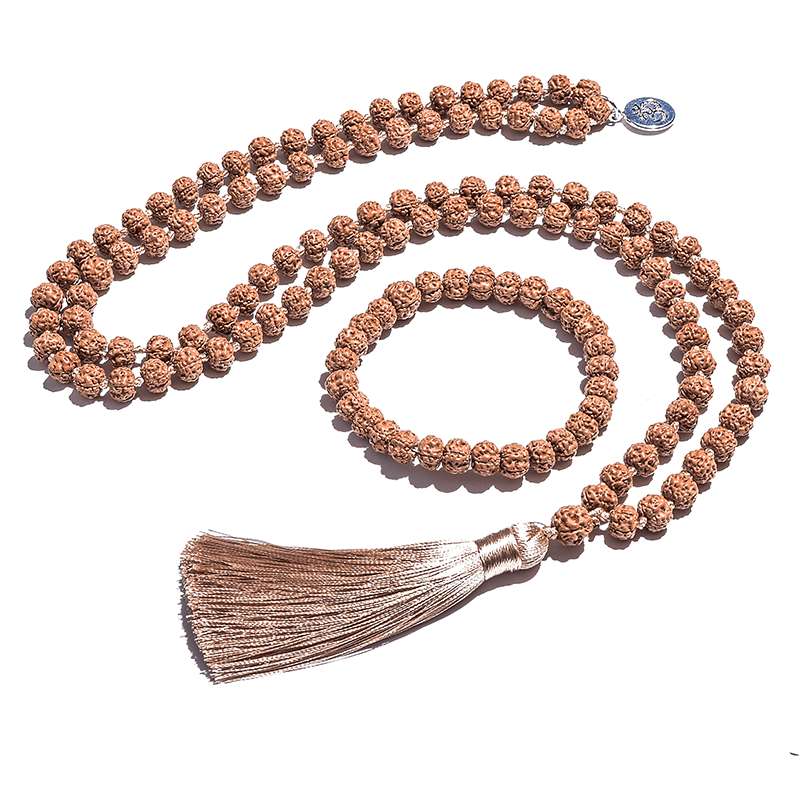 Rudraksha Mala Beads Necklace Bracelet Set