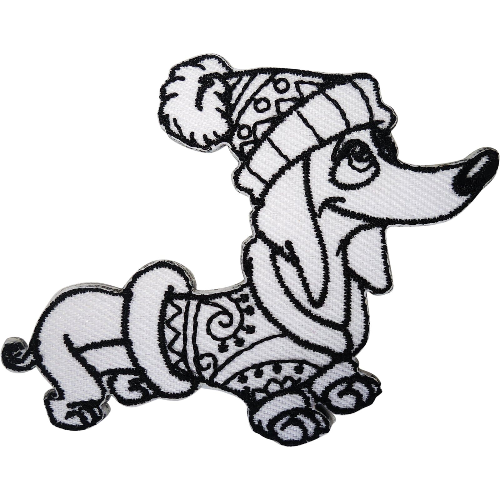 Sausage Dog Patch Iron Sew On Clothes Bag Hat Dachshund White Embroidered Badge