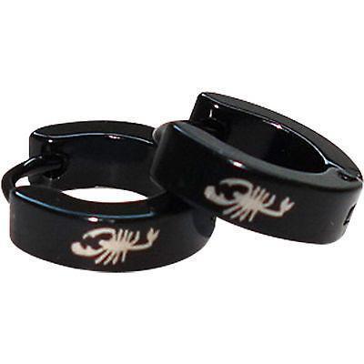 Scorpion Tiny Small Black Hoop Huggie Stud Earrings Mens Womens Kids Jewellery Scorpion Tiny Small Black Hoop Huggie Stud Earrings Mens Womens Kids Jewellery
