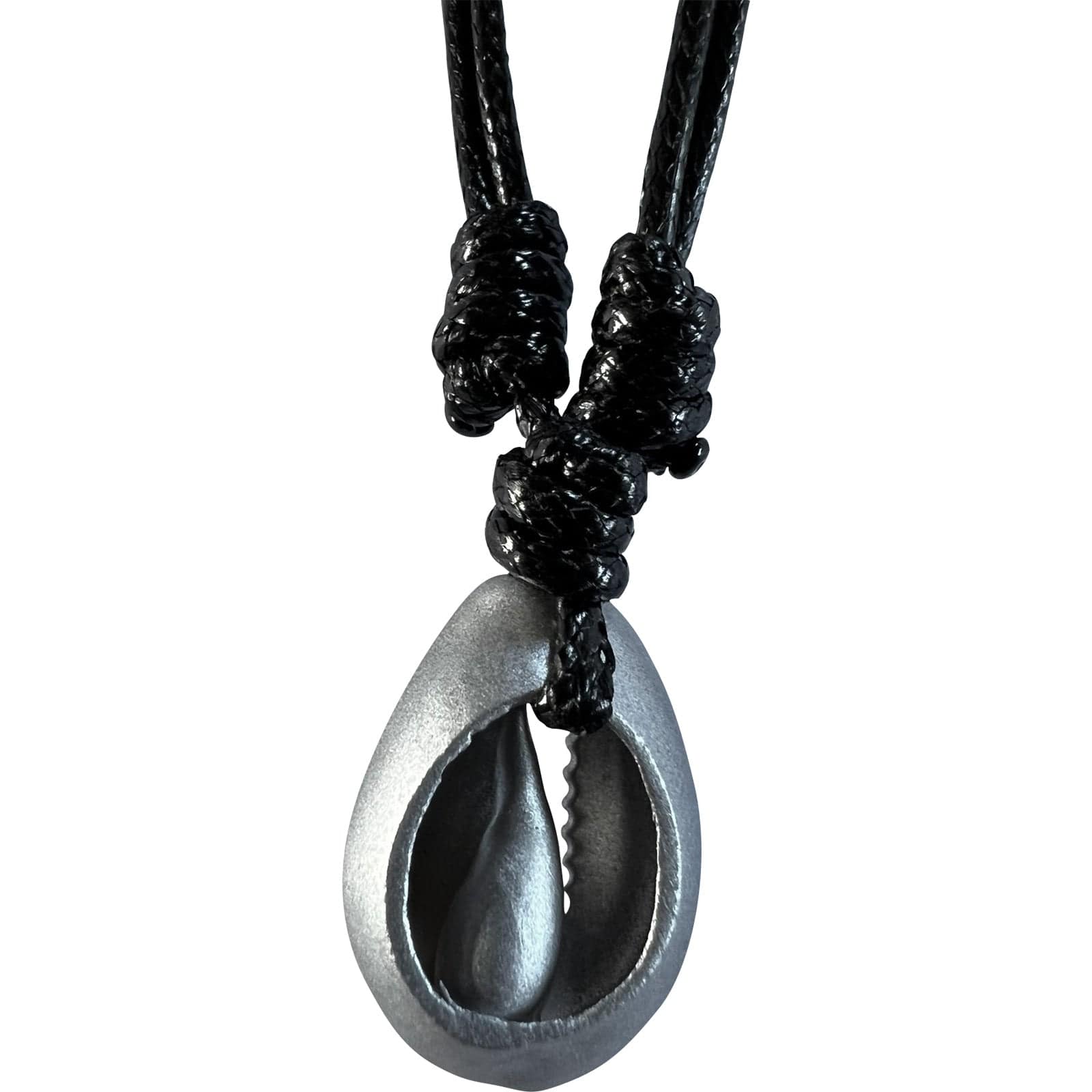 Silver Colour Shell Pendant Necklace Black Cord Chain Man Woman Boy Girl Jewelry