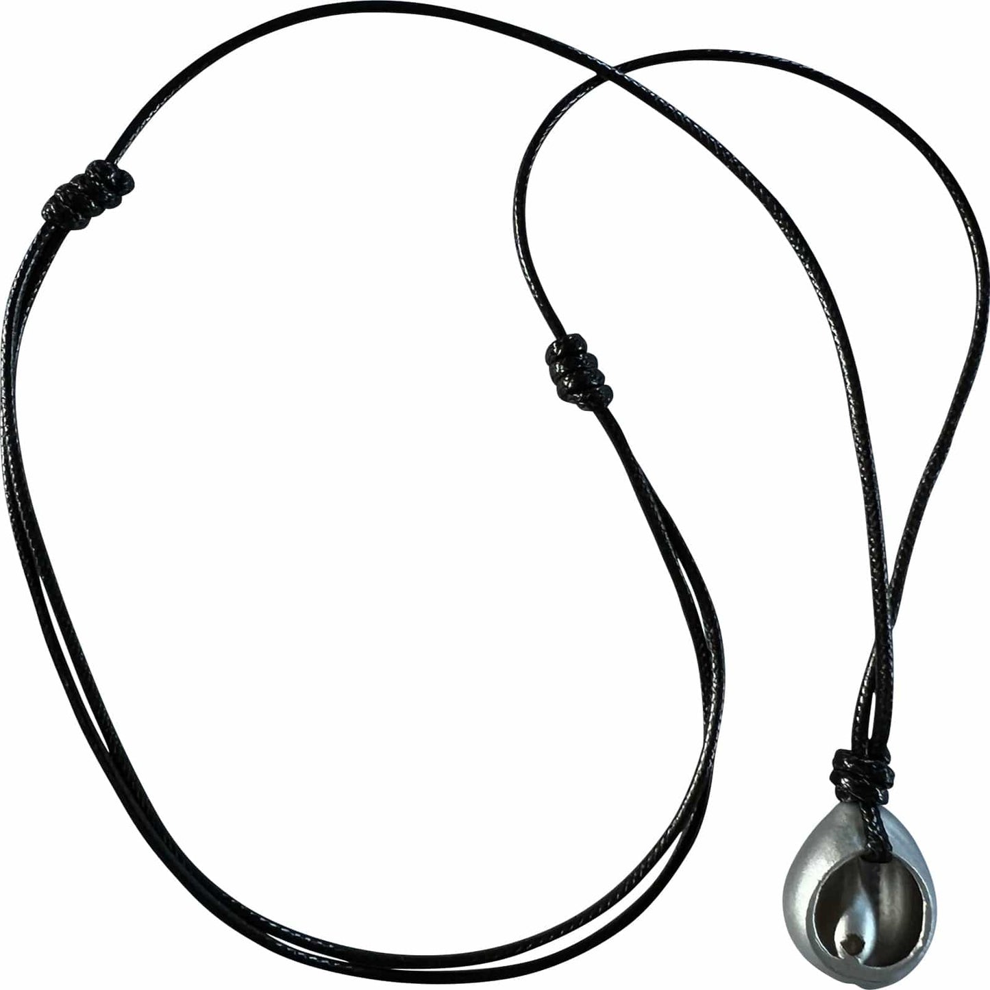 Silver Colour Shell Pendant Necklace Black Cord Chain Man Woman Boy Girl Jewelry