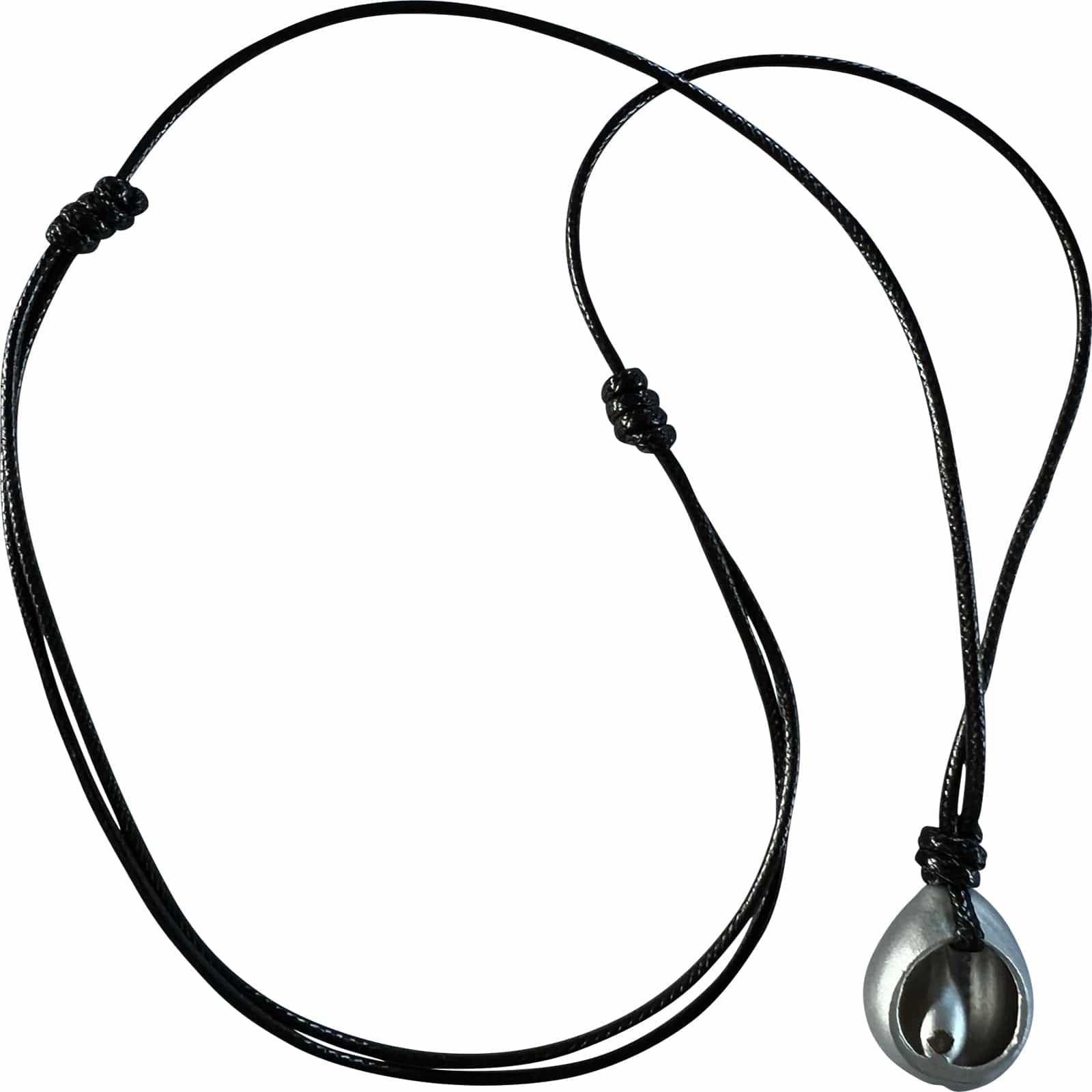 Silver Colour Shell Pendant Necklace Black Cord Chain Man Woman Boy Girl Jewelry