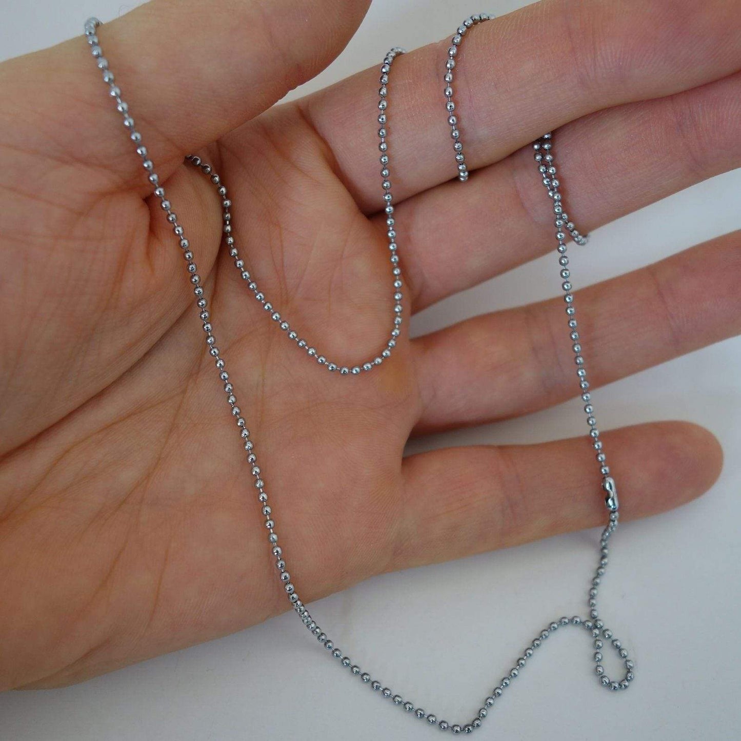 Silver Colour Steel Chain Metal Necklace Mens Womens Ladies Girls Boys Childrens