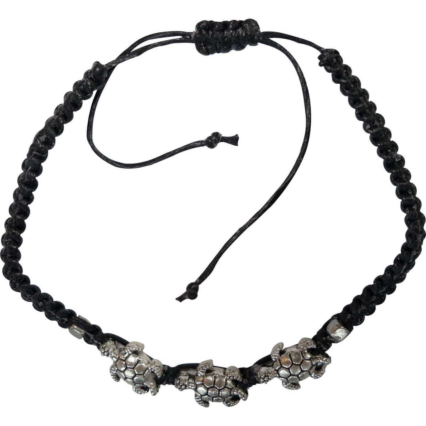 Silver Colour Turtle Bracelet Black Wristband Bangle Mens Womens Kids Boys Girls