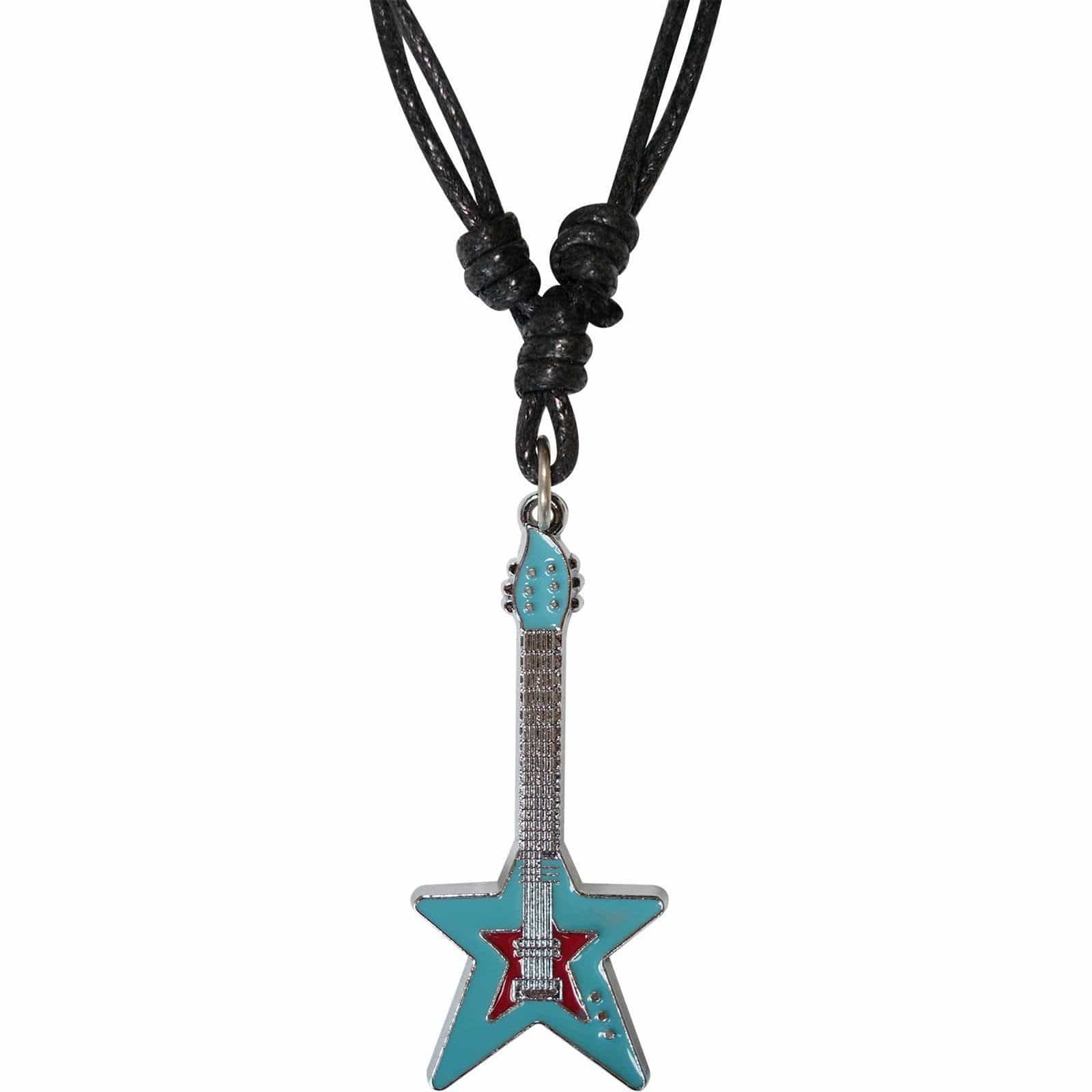 Silver Metal Electric Guitar Necklace Pendant Chain Womens Mens Girls Jewellery