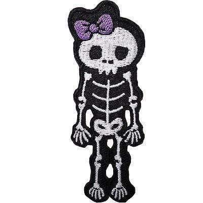 Skeleton Girl Embroidered Iron / Sew On Patch Motorcycle Motorbike Jacket Badge