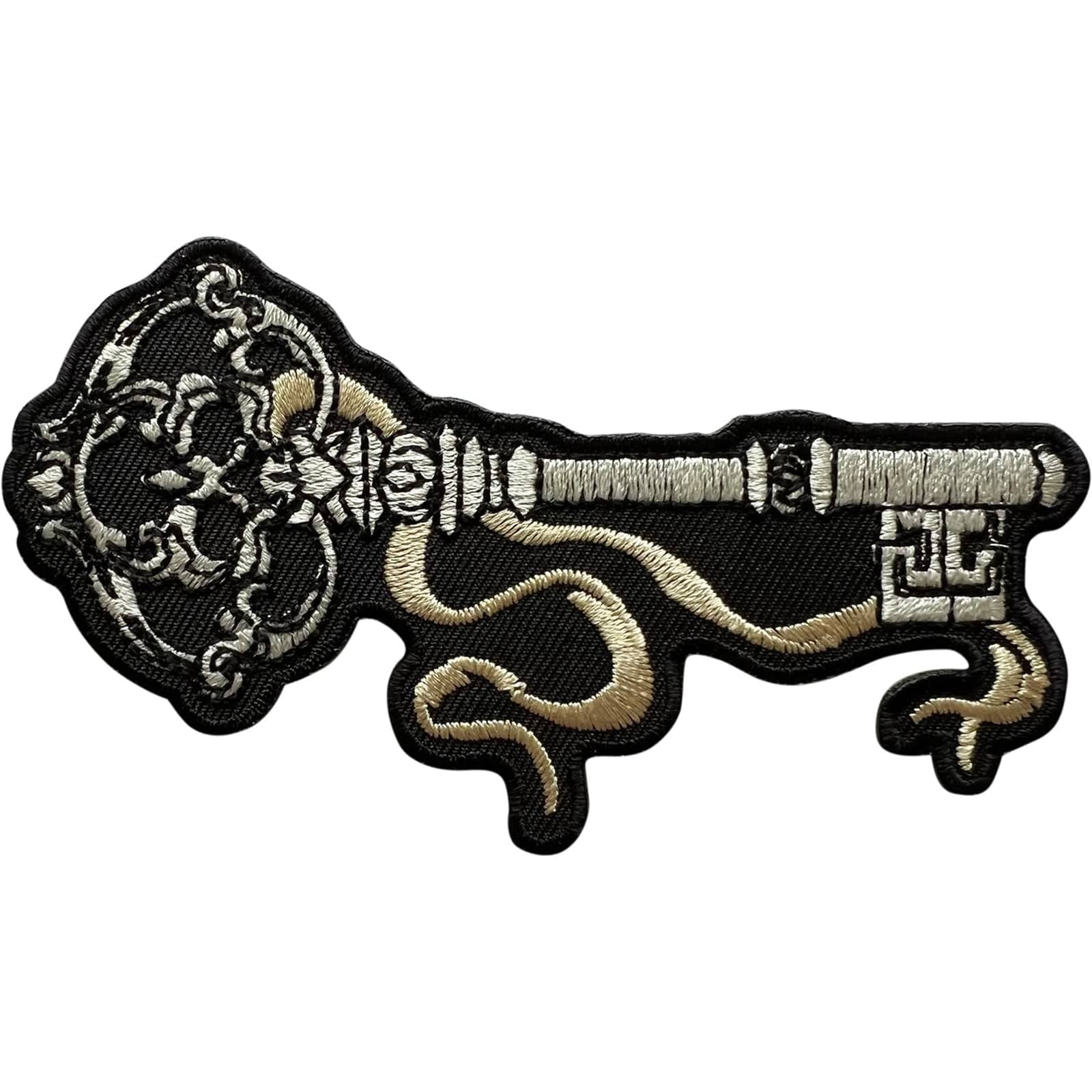 Skeleton Key Patch Iron On Sew On Clothes Denim Jeans Fabric Embroidery Applique